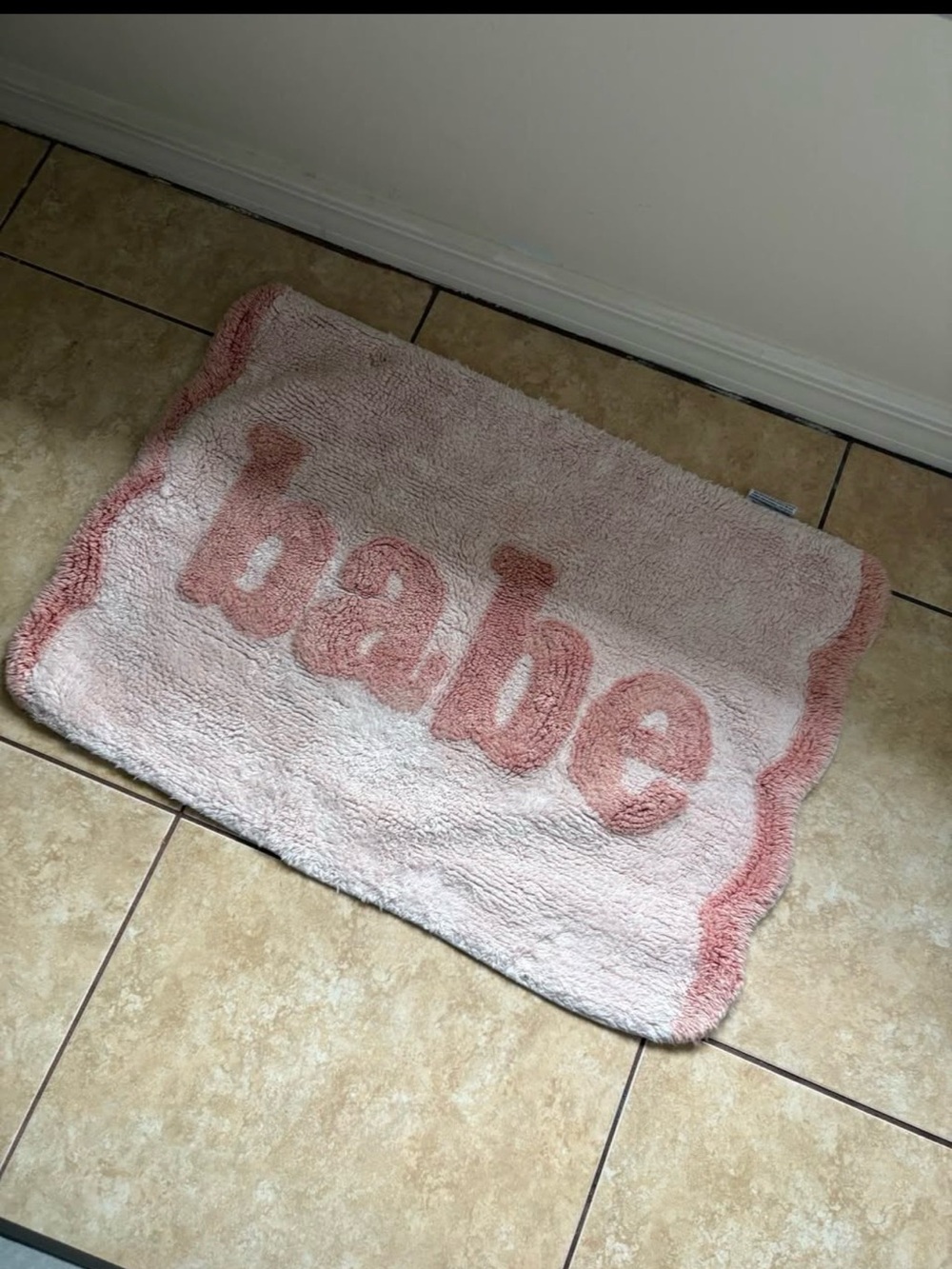 Pink 'Babe' Bath Mat - 100% Cotton Bathroom Rug